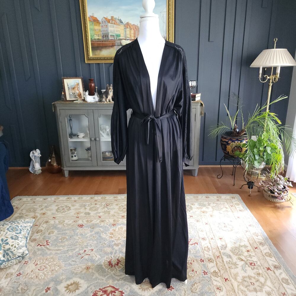 Vintage 1970s Sears Sheer Lace Maxi Peignoir Dressing Robe Size 36/Medium